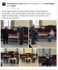Face book have a glitch that will not let us post the above on the club page if you want to see this in  full you can see it on Chris or  Janet's, face book page or the members of North Wales Magic Circle page but for now not the club page !
